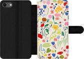 Bookcase Geschikt voor iPhone SE 2020 telefoonhoesje - Bloem - Patronen - Planten - Met vakjes - Wallet case met magneetsluiting
