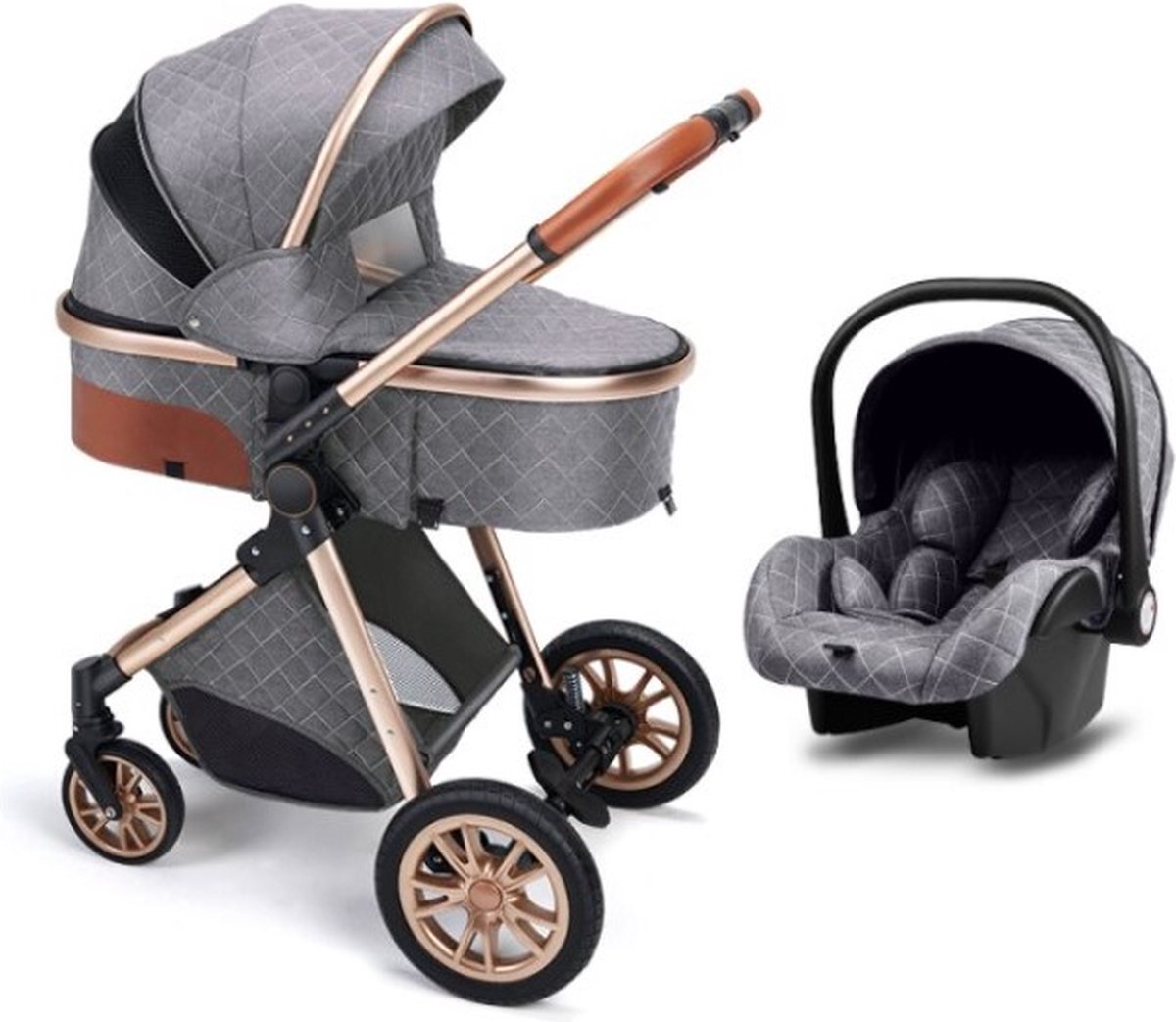 Poussette multifonctionnelle 3 en 1 pour bébé, pliante, de luxe, portable,  à 4 roues, pour nouveau-né