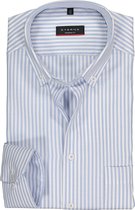 ETERNA modern fit overhemd - poplin heren overhemd - lichtblauw met wit gestreept - Strijkvrij - Boordmaat: 38