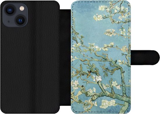 Bookcase Geschikt voor iPhone 13 telefoonhoesje - Amandelbloesem - Van Gogh - Kunst - Met vakjes - Wallet case met magneetsluiting