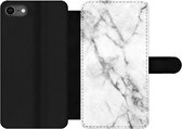 Bookcase Geschikt voor iPhone 8 telefoonhoesje - Marmer print - Luxe - Wit - Met vakjes - Wallet case met magneetsluiting