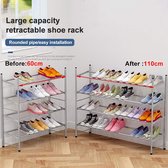 Schoenenkast-Intrekbaar eenvoudig schoenenrek-montage schoenenkasten-metaal-grote capaciteit-lichtgrijs