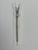 Spijkerbroek rits met rem, Jeansrits wit/Zilver YKK - 14 cm lang