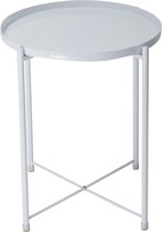 Minimalistische Salontafel Wit - Ronde Bijzettafel - Tafeltje Voor Thuis - Salontafels - Nordic Tafel - Tafels - Rond - Metaal