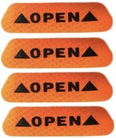 4x reflecterende open sticker - waarschuwing pas op open sticker - reflectie sticker open - oranje