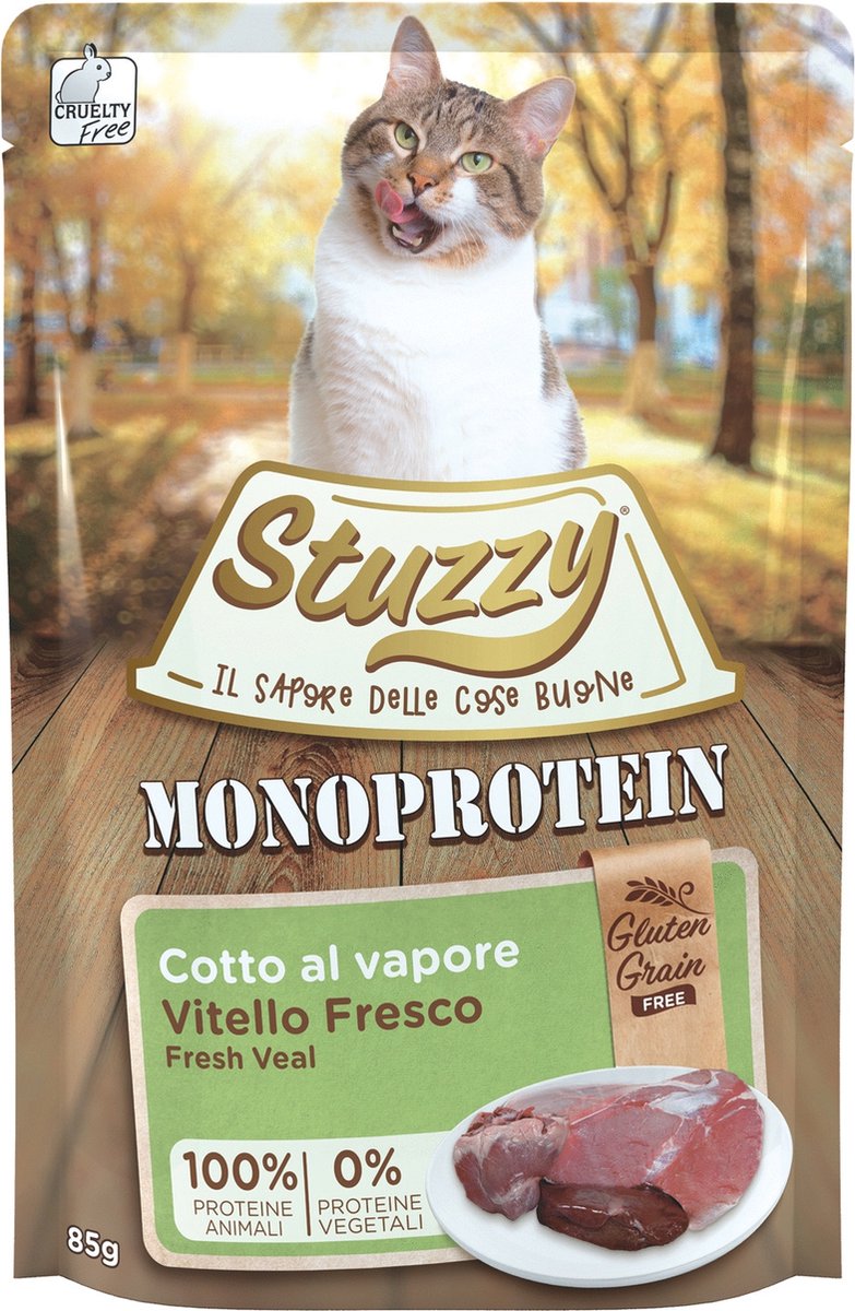 Stuzzy - Kattenvoer - Kalf - Graan vrij - Volledig Natvoer - 16 x 85 gram