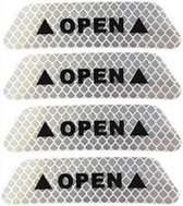 4x reflecterende open sticker - waarschuwing pas op open sticker - reflectie sticker open - zilver