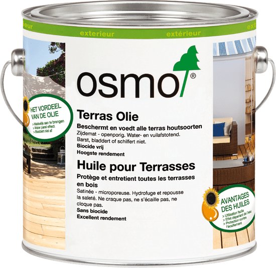Osmo Terrasolie 007 Teak - 2.5 Liter | Teakolie voor tuinmeubelen | Houtolie voor buiten | Terras Olie Kleurloos