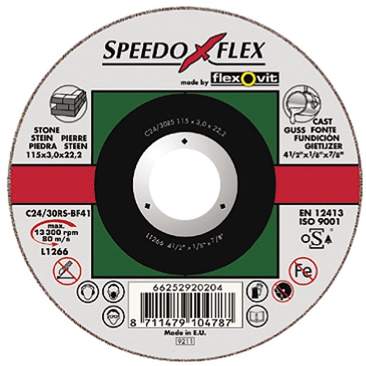 Speedoflex doorslijpschijf SP C24/30RS 180x3x22.2 BF41 steen