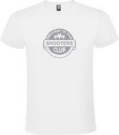 Wit T shirt met " Member of the Shooters club "print Zilver size XXXL