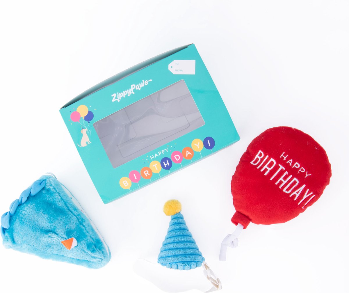 ZippyPaws - Pup Birthday Box - Blue