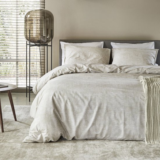 Damai dekbedovertrek Ebba - Biologisch Katoen - 200x200/220 cm - Beige + 2 kussenslopen 60x70 van Damai — afbeelding 3