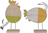 Oneiro’s Luxe Kip Groen Geel Assorti 13x5x18cm - 2 assortie - per stuk – decoratie – pasen – paasdecoratie – paashaas – eieren – has – kip – gekleurde eieren – paastak – lente – feestdecorati