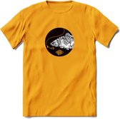 Fishing - Vissen T-Shirt | Grappig Verjaardag Vis Hobby Cadeau Shirt | Dames - Heren - Unisex | Tshirt Hengelsport Kleding Kado - Geel - XXL