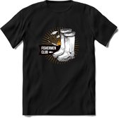 Fishing Boots - Vissen T-Shirt | Grappig Verjaardag Vis Hobby Cadeau Shirt | Dames - Heren - Unisex | Tshirt Hengelsport Kleding Kado - Zwart - 3XL