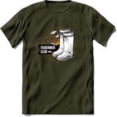 Fishing Boots - Vissen T-Shirt | Grappig Verjaardag Vis Hobby Cadeau Shirt | Dames - Heren - Unisex | Tshirt Hengelsport Kleding Kado - Leger Groen - XXL