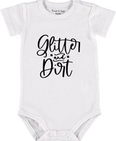 Baby Rompertje met tekst 'Glitter and dirt' | Korte mouw l | wit zwart | maat 62/68 | cadeau | Kraamcadeau | Kraamkado