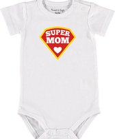 Baby Rompertje met tekst 'Supermom' |Korte mouw l | wit zwart | maat 50/56 | cadeau | Kraamcadeau | Kraamkado