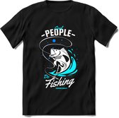 Cool People Do Fishing - Vissen T-Shirt | Blauw | Grappig Verjaardag Vis Hobby Cadeau Shirt | Dames - Heren - Unisex | Tshirt Hengelsport Kleding Kado - Zwart - XXL