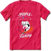 Cool People Do Fishing - Vissen T-Shirt | Oranje | Grappig Verjaardag Vis Hobby Cadeau Shirt | Dames - Heren - Unisex | Tshirt Hengelsport Kleding Kado - Roze - S
