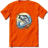 Vissen T-Shirt | Grappig Verjaardag Vis Hobby Cadeau Shirt | Dames - Heren - Unisex | Tshirt Hengelsport Kleding Kado - Oranje - S