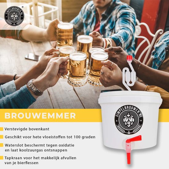 Brew Monkey® Seau de fermentation 5 litres - Avec robinet et serrure à eau  - Outil de