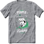 Cool People Do Fishing - Vissen T-Shirt | Groen | Grappig Verjaardag Vis Hobby Cadeau Shirt | Dames - Heren - Unisex | Tshirt Hengelsport Kleding Kado - Donker Grijs - Gemaleerd -