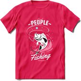 Cool People Do Fishing - Vissen T-Shirt | Roze | Grappig Verjaardag Vis Hobby Cadeau Shirt | Dames - Heren - Unisex | Tshirt Hengelsport Kleding Kado - Roze - L