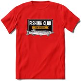 Fishing Club - Vissen T-Shirt | Grappig Verjaardag Vis Hobby Cadeau Shirt | Dames - Heren - Unisex | Tshirt Hengelsport Kleding Kado - Rood - M