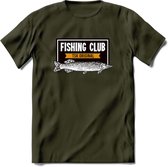 Fishing Club - Vissen T-Shirt | Grappig Verjaardag Vis Hobby Cadeau Shirt | Dames - Heren - Unisex | Tshirt Hengelsport Kleding Kado - Leger Groen - S