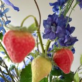 Silk-ka Kunstbloemen boeket Strawberry Bleu - 8 stelen - 10 cm hoog