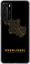 Geschikt voor Huawei P40 hoesje - Overijssel - Nederland - Black and gold - Siliconen Telefoonhoesje