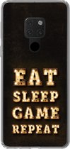 Geschikt voor Huawei P40 Lite hoesje - Gaming - Games - Quotes - Spreuken - Eat sleep game repeat - Siliconen Telefoonhoesje