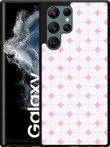 Galaxy S22 Ultra Hardcase hoesje Geometrisch Pink - Designed by Cazy