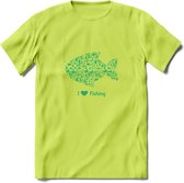 I Love Fishing - Vissen T-Shirt | Groen | Grappig Verjaardag Vis Hobby Cadeau Shirt | Dames - Heren - Unisex | Tshirt Hengelsport Kleding Kado - Groen - 3XL