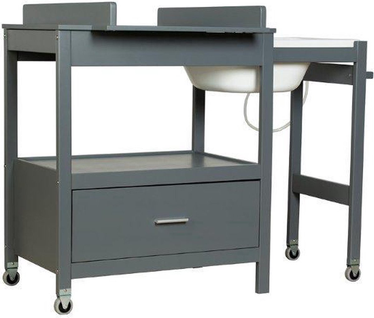 Pericles Verzorgingstafel met bad - Emma - Moon Grey