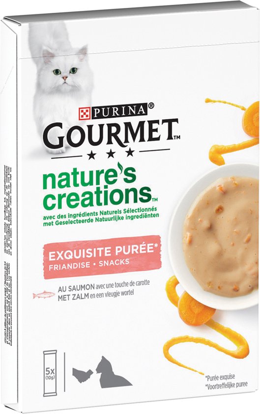 Gourmet Nature's Creations - Puree met Zalm & Worteltjes - 5 x 10 gram