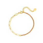 Zirkonia goud en chain - statement armband  - goud