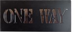 decoratiebord - muurdecoratie - zwart met tekst 'one  way' - tekst  is spiegelend - 35 x 16 x1.8 cm