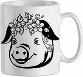Mok 'Varken/ Pig 2,1 flower' | Dierenliefhebber | Kadootje voor hem| Kadootje voor haar