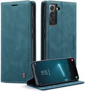 Caseme - Samsung Galaxy S22 Retro Wallet Hoesje - Blauw