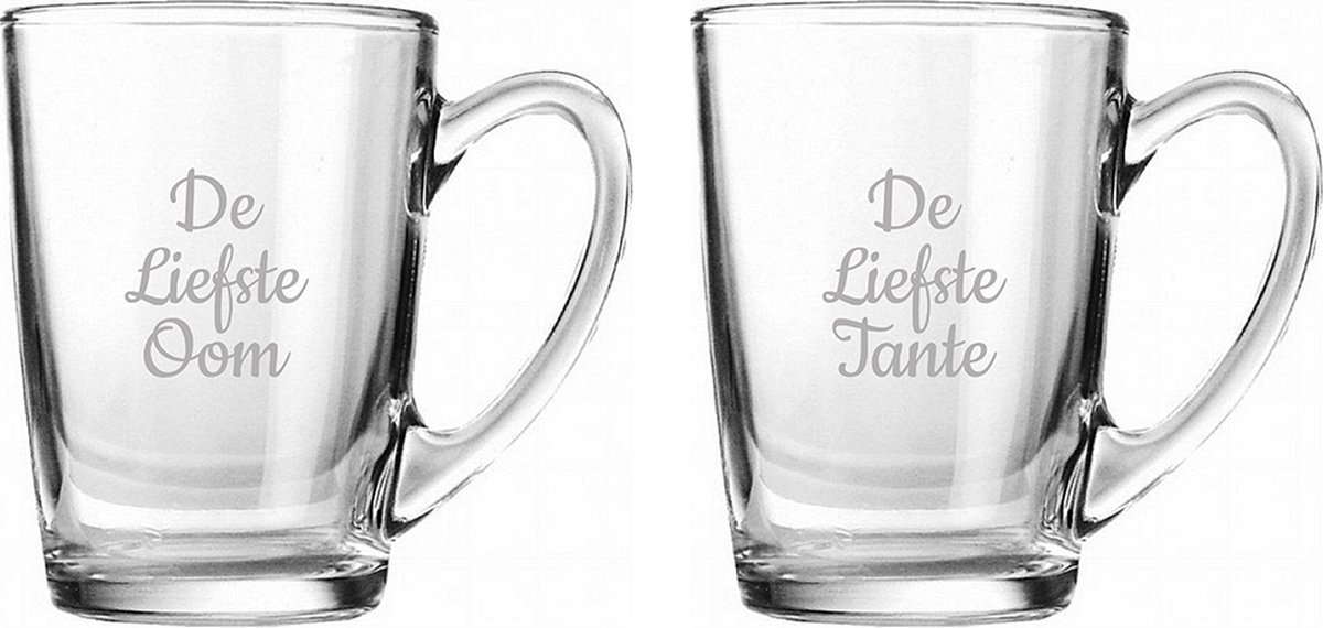 Gegraveerde Theeglas 32cl De Liefste Tante-De Liefste Oom