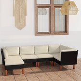 vidaXL 6-delige Loungeset met kussens poly rattan zwart