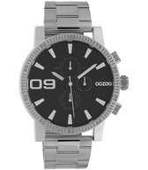 OOZOO Timepieces - Zilveren horloge met zilveren metalen mesh armband - C10706 - Ø45