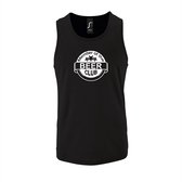 Zwarte Tanktop sportshirt met "Member of the Beer club" Print Wit Size S