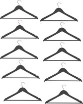 Set van 10 donkergrijze kledinghangers van 44 cm breed met broeklat en rokinkepingen