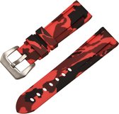 Strap-it Fossil Gen 6 - 44mm siliconen camouflage bandje - rood