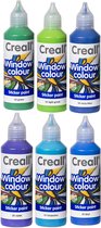 Glas Verf - 6 Kleuren Assortiment – 6 x 80ml - Windowcolor – Met handig Tuitdop – Maak zelf mooie Stickers