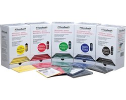 Thera band, oefenbanden, set van 3, 1.5 meter per kleur, Geel, Rood, Groen