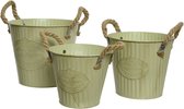 Oneiro Luxe Bloempot BUCKET Groen - D20/17/15 H17/15/13 cm – hotel chique - binnen ––– accessoires – tuin – decoratie – bloemen – mat – glans – industrieel - droogbloemen